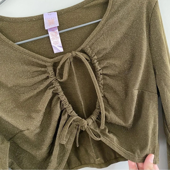 Savage X Fenty Sleep And Shine Long Sleeve Crop Tee In Green Size Large - Picture 2 of 7